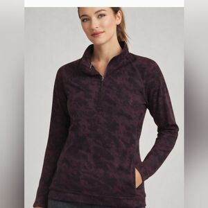Spyder Women's Dark Purple (Burgandy)  Patterned Quarter-Zip Sweatshirt
